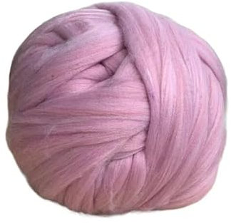 500 g sperrige Arm-Strickdecke, dicke, grobe Garne, handgestrickt, Häkeln, Mütze, Schal, Nähgarn (Farbe: Grau-Rosa)