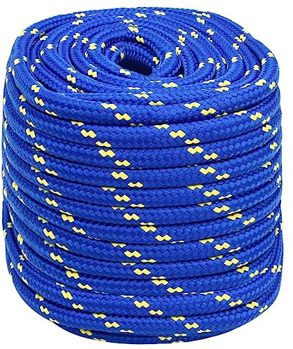vidaXL Bootsseil Ankerleine Festmacher Tauwerk PP Leine Seil Tau Polypropylenseil Geflochten Flechtleine Blau 18mm 100m Polypropylen