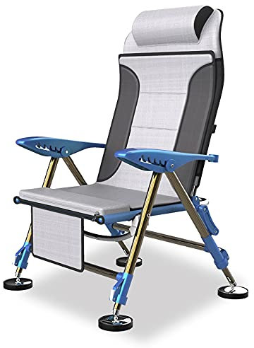 Cenz-888 Angelstühle für Erwachsene Outdoor-Klappstühle mit Kissenkissen-Abschiebbarer Beine Angeln-Liegestuhl for Camping-Strand Wilde Fischerboot-Sitzstütze 550 lbs Campingstühle