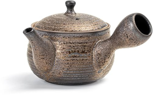 TEANAGOO Keramik-Teekanne mit Aufgießer für losen Tee | Große Seitengriff-Teekannen/Japanische Kyusu (21 Oz) mit Steeper | Chinesische Teekannen für Porzellan-Teekannen-Set VP-8 Braun-Bronze