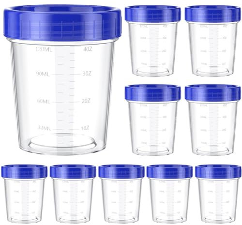 Fiorky Lot de 10 gobelets doseurs à médicaments en plastique 120 ml pour vinaigrette, récipients à condiments étanches, récipients à sauce réutilisables, empilables de cuisine, transparent