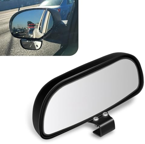 Sumjig 1 espejo retrovisor auxiliar de marcha atrás para coche, marco ABS de 5.7 x 2.56 pulgadas + vidrio HD ajustable de 360 grados, espejo de punto ciego, accesorios de modificación de repuesto