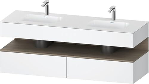 Duravit Qatego lavabo encastré avec meuble sous-lavabo en console, 1600x550x600mm, niche chêne terra, lavabo double, QA4797035180010, Couleur: blanc