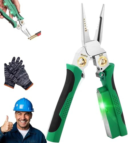 8 in 1 Wire Stripping Pliers, Multifunctional Wire Stripper Crimper with Built-in Voltage Detector – Ideal for Electricians, HVAC & Automotive Repair, Suitable for 10-250V AC/DC Testing (1Pcs)