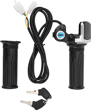 WAONIQ Electric Bike Twist Throttle Grip with Key Lock Set Led Indicator Motorcycle Scooter 48v