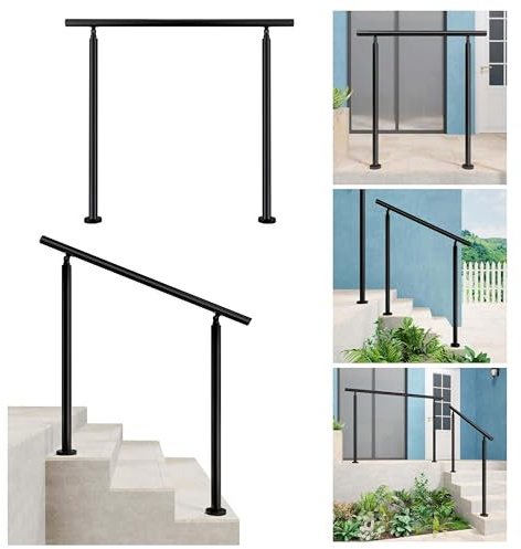 AICA Geländer Edelstahl Handlauf, Treppengeländer 120 cm, Ohne Querstäben, Schwarz, Eingangsgeländer Innen- Und Außenbereich Geeignet