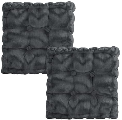Jinfanshurich Lot de 2 coussins de chaise - 40 x 40 cm - Pour salle à manger, salon, bureau, balcon - Carré - Gris foncé