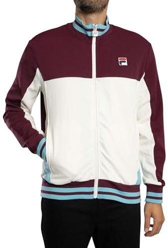 FILA Men's Tiebreaker Funnel Neck Track Jacket, Fig/Gardenia/Milky Blue, M