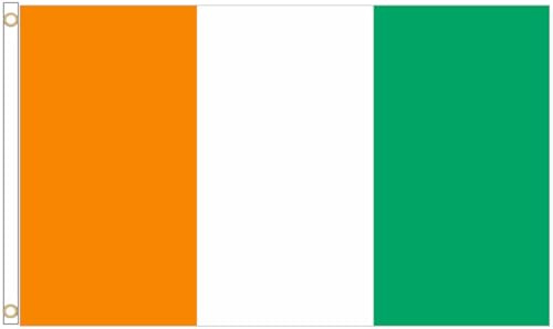 Drapeau Coupe du Monde 2026 - Drapeau national officiel 1,5 m x 90 cm, double face, avec œillets en laiton, États-Unis, Canada, Mexique (Côte d'Ivoire)