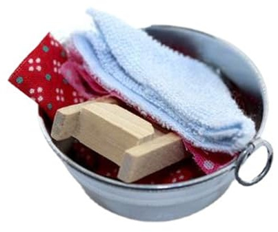 Pocoiau Vasca di lavaggio piccola sicura per bambini per accessori per bambole Design portatile promuove attività creative fingere attività lavanderia bacino case delle bambole