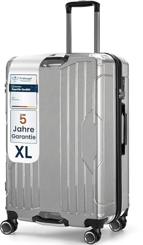 4FLY Aluminium-Rahmen Hartschalen-Reisekoffer Ultraleicht XL - Groß 77cm (103L) - Aufgabegepäck Koffer mit TSA-Schloss, 4 Spinner-Doppelrollen & Aluminium-Teleskopgriff, Trolley Reisegepäck