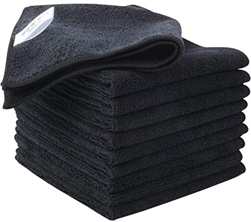 KinHwa Barista Tuch-6 Stück schwarz - Barista Handtücher extrem saugstark 30x30cm-Kaffeemaschine Reinigungstuch pültücher -Mikrofasertücher