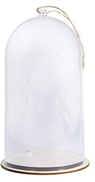 Crafty Capers 19cm Tall Plastic Bell Jar Cloche with Jute Cord for Crafts