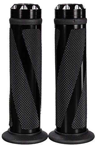 Alamor CNC Aluminium 7/8 Motorradlenker Gummi Hand Griffe-Schwarz