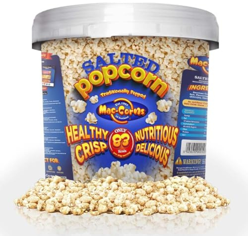 MacCorns - Traditional Salted Popcorn Sharing Bucket | Serves 12 | Perfect for Movie Nights, Family Gatherings & Parties | Allergen Free | Freshly Popped & Ready to Serve