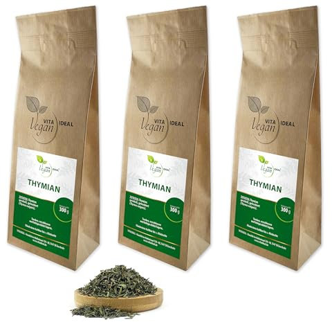 VITA IDEAL Vegan® THYMIAN 3x 300g gerebelt & getrocknet - Thymus vulgaris - Thymiane - Kräuter Tee & Aufguss, ohne Zusatzstoffe.