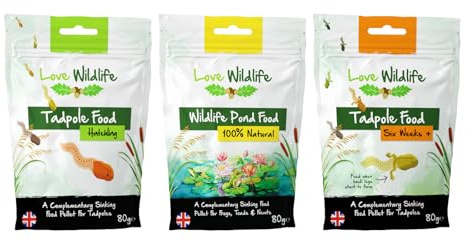 Love Wildlife Tadpole Food Triple Pack (Hatchling, Six Week + & Wildlife Pond Food 80g) | Frogs, Toads, Newts