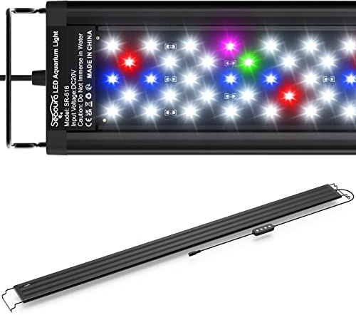 SEAOURA Aquarium LED Beleuchtung, Aquarium Lampe mit Timer 118-137CM | Aquarium LED Pflanzen Wachstums Leuchte Auto Ein/Aus, Vollspektrum, 10 Helligkeit, 3 Beleuchtung Modus für Süßwasser Aquarium