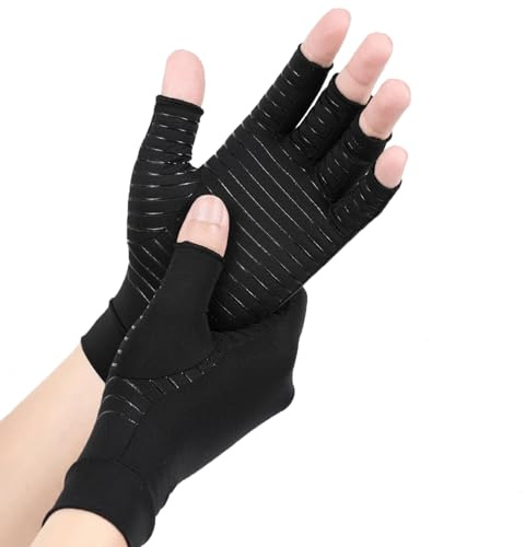 AovYoo Guantes Artrosis Compresión Artritis Mujer Hombres Guantes sin Dedos para RSI Tunel Carpiano, Dolor de Manos,Reumatoide, Sindrome de Raynaud (M,1 Par)