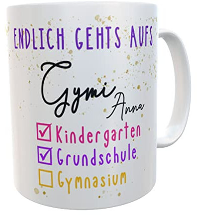 Tasse zum Schulwechsel 5. Klasse Mädchen Junge Übergang Grunschule Gymnasium Realschule Überrachung (Gymi bunt)