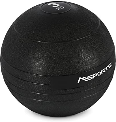 MSPORTS Slam Ball Ballon de médecine de qualité supérieure 3 à 20 kg (3 kg – Noir)