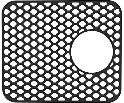 Silicone Kitchen Sink Protector Mat Folding Heat Non Slip Kitchen Sink Mats Grid Accessory Grey For Bottom Of Farmhouse Stainless Steel Porcelain Sink Dish Drainboard Xl (Black, A)