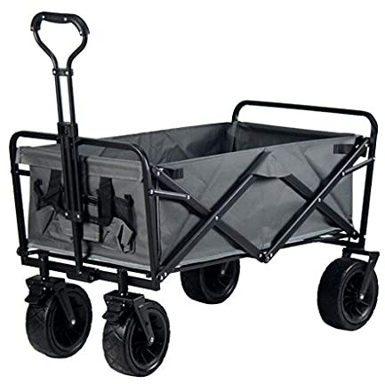 TAISK Klappbarer Campingwagen für den Außenbereich, robuster Trolley mit Rädern, Familien-Einkaufswagen, für jedes Gelände, belastbar 100 kg / 220 lbs, 3 Farben (Stil 1)