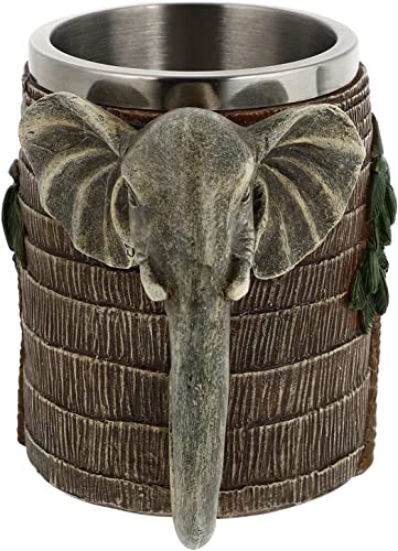 Personnalité tasse à café chope à bière, tasse viking tasse à café à tête d'éléphant tasse à boire en résine viking tasse à café en acier inoxydable boisson cadeau 600 ml gobelet à boire éléphant
