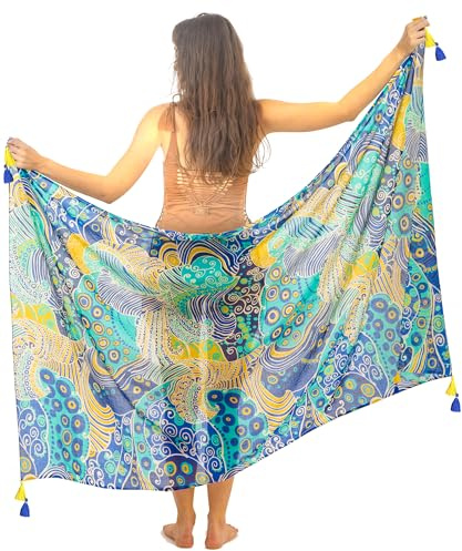 Mandala Life ART Pareo Damen Strand Xxl Mit Quasten Baumwolle Groß Strand Pareo Strandtuch Wickeltuch Wickelrock Strandrock Tapisserie Wickeltuch Bikini Cover Up Tuch Für Badeanzug
