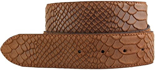 BELTINGER Wechselgürtel mit Pythonprägung mit Druckknöpfen 4 cm | Druckknopf-Gürtel für Damen Herren 40mm | Leder-Gürtel ohne Schnalle Schlangen-Optik