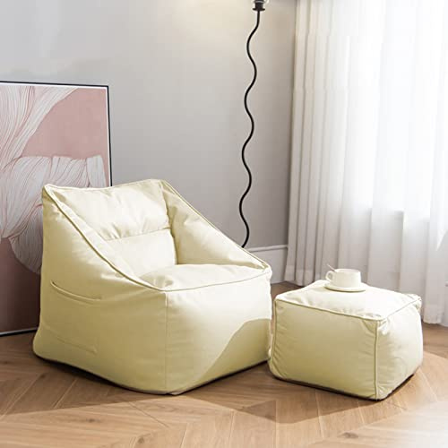 Copertura per Poltrona Fodera per Sedia a Sacco Pouf Puff Copri Lazy Bag Potatile in Tessuto Morbido Lavabile Ideale per Interni e Soggiorno, Senza Imbottitura,Beige