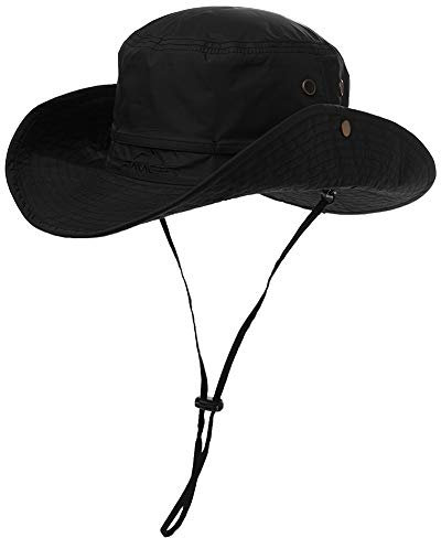 Comhats Herren Sonnenhut UV-Schutz Outdoor Fischerhut Bucket Safari Faltbarer Wanderhut Unisex Sommer Buschhut Hiking Breiter Boonie Gartenhut Wasserdicht Schwarz XL/XXL