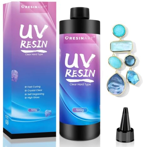 UV Harz 500g Klar, Hart UV Resin Kristallklar für Schmuck DIY | UV Resin mit klarer Optik und harter Oberfläche, geeignet für Schmuckherstellung, Gießformen, DIY Projekte und Kunsthandwerk