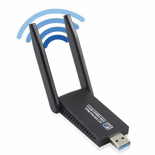 BOOBRIE AC1300 Mbps Clé WiFi Puissante Bluetooth 5.0 avec MU-MIMO Wireless WLAN Clé Wi-FI pour PC Dual Band 2,4 GHz 5 GHz Antenne USB 3.0 pour Ordinateur Portable Bureau Windows 10/8/7/Vista/XP Mac