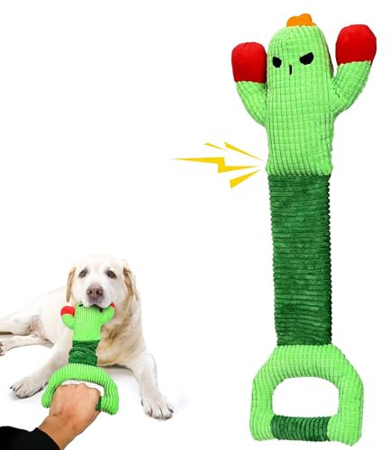 IOKHEIRA Hundespielzeug Unzerstörbar Weihnachten - Robust Quietschend Tau Seil für Große Kleine Hunde - Interaktives Quietschendes Stofftier & Kuscheltier zur Beschäftigung, Zerren für Welpen (Groß)