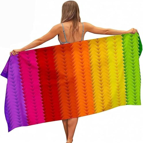 okoikfc 3D Strandtuch 70x150 cm Regenbogen Badetuch Groß Regenbogen Microfaser Handtücher Weich Schnell Trocknen Strandhandtuch Herren Frauen Badetücher, Strandtücher Strandlaken Handtuch A891