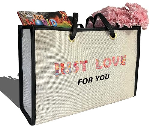 sumayin Grande borsa tote in tela, per moglie, amica, coppie, sposa, addio al nubilato, mamma, nonna, regali personalizzati, Solo amore per te