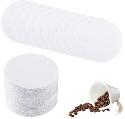 600pcs Filter Papers Unbleached Coffee Filter Papers 64mm Round Coffee Filters Papers Filters Compatible with Espresso Coffee Makers (White)