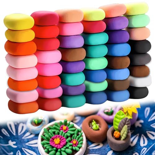 48 Farben Modelliermasse Lufttrocknend, Ultraleicht Kinderknete, Lufttrockende Modelliermasse, DIY Air Dry Clay, Modellierung Ton Magic Clay mit werkzeugen für Kinder Schule Kindergarten