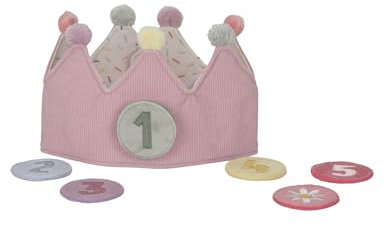 Little Dutch 4515 Corona de tela/corona de cumpleaños con números intercambiables - rosa