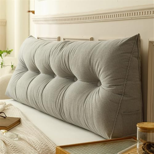 HUMAJORY Wedge Pillows ，Lumbar Support Pillow，Headboard Reading Pillow, Triangular Headboard Cushion，for Bed Sofa Tatami, Washable Daybed Triangle Bolster Cushion(Gray,180x40x12cm)