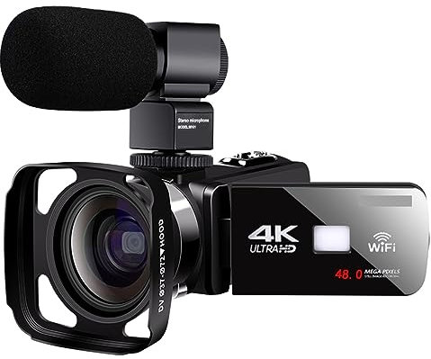 MZZYG Cámara de Video 18X Zoom 4K UHD Videocámara Transmisión En Vivo WiFi Webcam Cámaras De Video For Fotografía Visión Nocturna Infrarroja Al Aire Libre(32G SD Card)