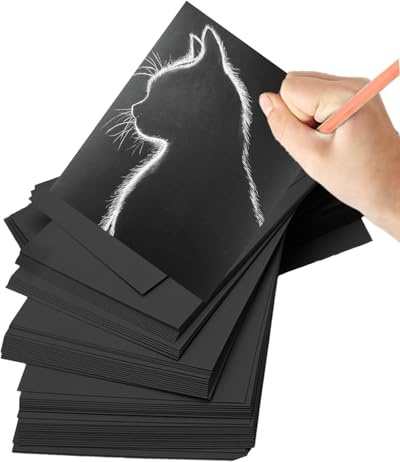 Schwarzes Bastelpapier 250g/m²,Tonpapier Schwarz A4, Tonkarton Bastelkartonpapier zum Basteln und Gestalten Scrapbook Einladungen Fotoalbum (50)
