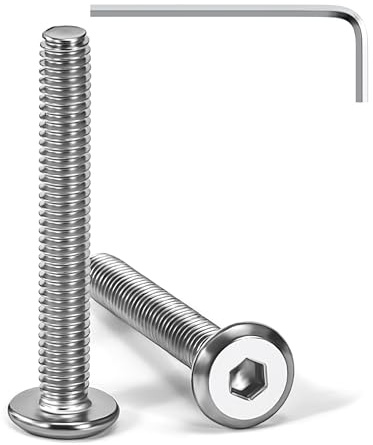 Tunejoy Tornillos de Cabeza Plana M4 x 30 mm Tornillo de Cabeza Hexagonal de Acero Inoxidable A2 V2A Perno de Muebles con llave Allen Rosca Completa 20 Piezas