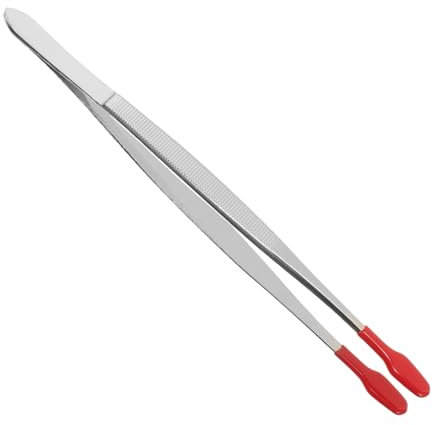 OSALADI Pinzette Mit Flacher Spitze Und Gummispitze Edelstahl Pinzette Für Bastelarbeiten Schmuck Und Hobbyhandwerk