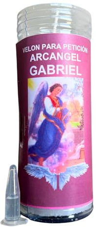 Velón del Arcángel Gabriel para Guía, Auxilio y Fuerza | Vela de Petición con Aceite Litúrgico y Oración de 3 Días de Duración Aproximada.