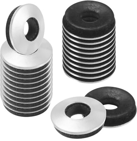 M METERXITY M4.2x9.5mm EPDM Bonded Sealing Rubber Washers, 50-Pack 304 Stainless Steel Neoprene Rubber Washers Gasket for Bolts/Screws/Machinery/Ships/Roof