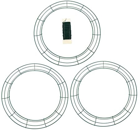MAGICLULU Metallkranzring 30cm Rund 3 Stück Mit Floristendraht Drahtkranzrahmen Für Weihnachts Und Hochzeitsdeko Stabile Kranzringe Für Wand Und Türdekoration