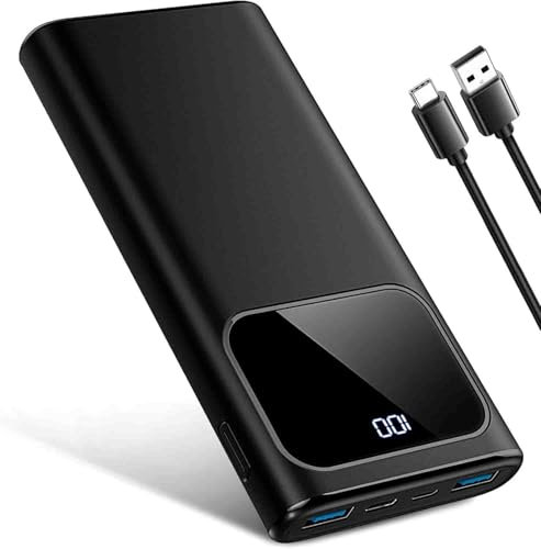 Power Bank, 10000mAh Powerbank Schnellladung mit USB-C Input & Output Externer Akku, Tragbare Ladegerät LED-Anzeige für iPhone 16/15/14/13/12 Pro/Pro Max