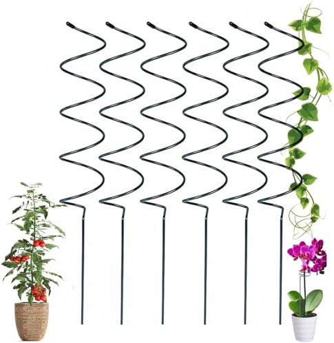 Tomaten Rankhilfe 40cm, 4/10 Stück Tomatenstäbe Pflanzenstütze Rankhilfe Tomaten Spiral Tomatenstäbe Strauchstütze Tomatenstangen Pflanzstäbe Rankhilfe Unterstützung für Tomaten Blumen (B-6pcs)